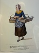 Costumes in Copenhagen, A fishing girl, framed older print from Lahde, Gothersgade 125, ...