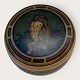 Bornholmsk keramik, Hjorth, Brun stentøj, Lågkrukke,  Nr.11, Højde 6cm, diameter 10cm, Udsmykket ...