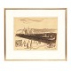 Jens Søndergaard tegningJens Søndergaard 1895-1957, tuschtegning, mennesker ved vand med ...