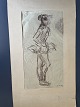 Lars Bertle (1925-2026):BallerinaRødkridt/kul på tyndt papir isat passepartoutSmå rifter i ...