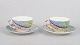 Gien "Savane", pair of coffee cups with matching saucers.