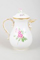 Meissen, mokkekande.Elegant mokkekande i håndmalet porcelæn med blomster-dekoration og ...