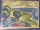 Lars Bertle (1925-2026):Landskab.Farvekridt på papir.Sign.: Lars B.Uden ...