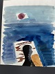 Lars Bertle (1925-2026):Person ved havetAkvarel på papir.Sign.: BertleUden ramme23x19 ...