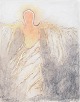 Nis Schmidt, "Budbringer", mixed media på papir, listet ...