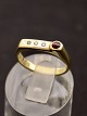 14 karat guld ring størrelse 55 med 3 diamanter 0,03 og rød ædelsten emne nr. 644924
