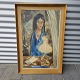 Maleri på lærred, med motiv af et portræt af en kvinde, sat i træramme.Kunstner Mitsou ...
