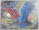 Orla Muff, Komposition med person og hummer, listet dansk billedkunstner.Figurativ ...
