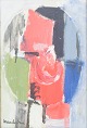 Stig Henry Wernheden, abstrakt komposition, olie på plade, listet svensk kunstner.Abstrakt ...