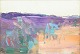 Lars Bertle, “Morgon Fårö”, svensk modernist.Farvestærkt, abstraheret landskab udført i olie ...