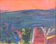 Lars Bertle, “Afton, Rhodos”, svensk modernist.Farvestærkt, abstraheret landskab udført i ...