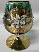 Rømerglas Cognac med blomstermotiv grøn.Højde 12,0 cm.Pæn og velholdt stand.
