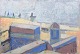Stig Södersten, oliemaleri på plade, listet svensk kunstner.Modernistisk udsigt over et ...