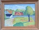 MODERNE MALERI INDRAMMET I NATURTRÆ: Klassisk motiv på lærred af Emil Dyrberg-Pedersen ...