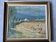 Johan Vilhelm Andersen (1891-1971):Høstlandskab med kirke i baggrunden fra Fyn - August ...