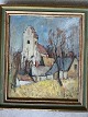 Maleri af John Börén - Eskilstorp Kirke i Skåne 1940.
