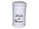 Royal Copenhagen porcelæn, hvid krydderikrukke med sort tekst: Herbes de Provence.Bemærk ...