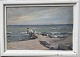 Arthur Nielsen (1883-1946): Indrammet maleri med motiv fra Tisvilde Strand fra omkring 1930. I ...