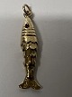 14 karat guld. Fisk med røde sten. Charms / ...