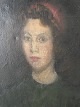 Ubekendt maler (19/20 årh):Portræt af kvinde.Olie på lærredUden ...