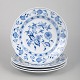 Meissen, sæt med fire dybe middagstallerkener i Blå Løgmønster.Elegant sæt med fire dybe ...
