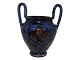 Kähler keramik, blå vase med to høje hanke fra ca. 1920 til 1930.Højde inklusiv hanke 22,3 ...