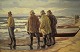 Emil Weinrich 
(1892-1975)
Fiskere ved 
optrukket jolle 
på Skagens kyst
Sign. E. ...