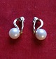 Pair of ear clips in 8K gold with pearl