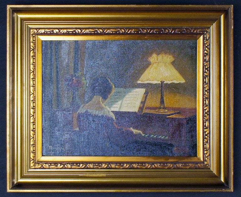 Aage Jessen, born near Viborg 1876, died 1961.
Interior with young woman reading. Signed Aage Jessen. Oil on canvas.