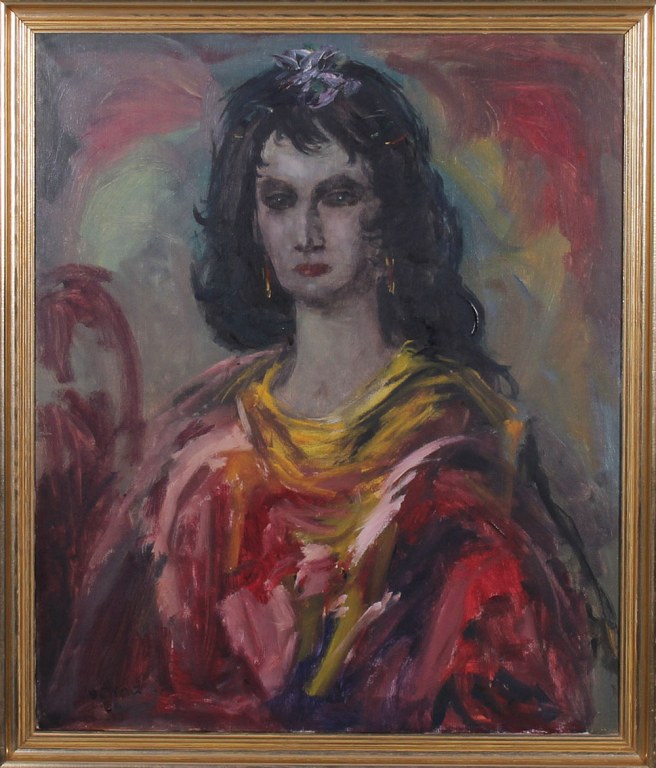 Enrique Ochoa 1891-1979, portræt af dame, olie på lærred.