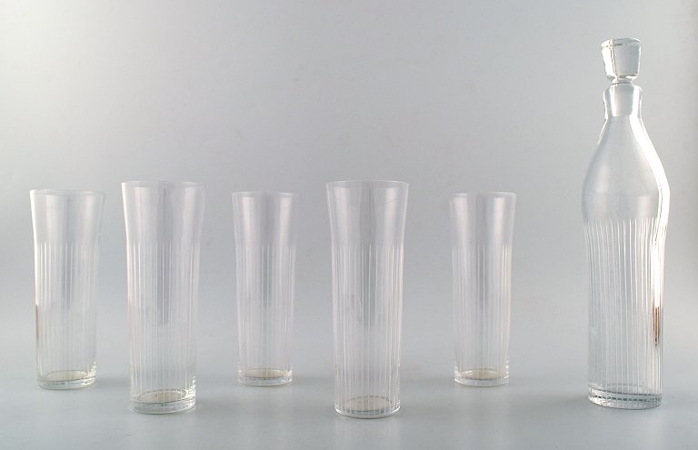 5 p. Glassware, decanter and cocktail / lemonade glass "Strict", Bengt Orup, 
Johansfors.