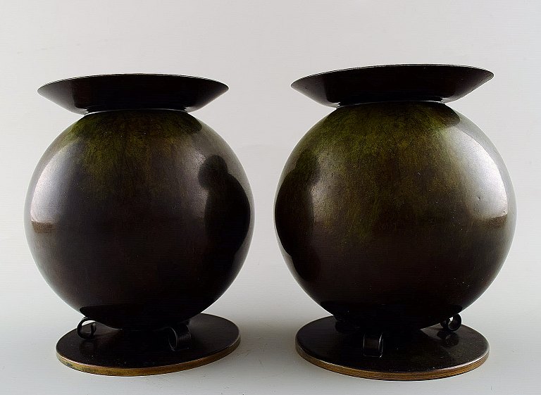 A pair of Art Deco candlesticks, bronze. Danish design.
