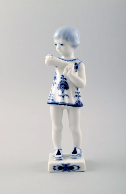 Royal Copenhagen Blue Fluted Plain Figure, Girl with butterfly. 
Number 1/4795.