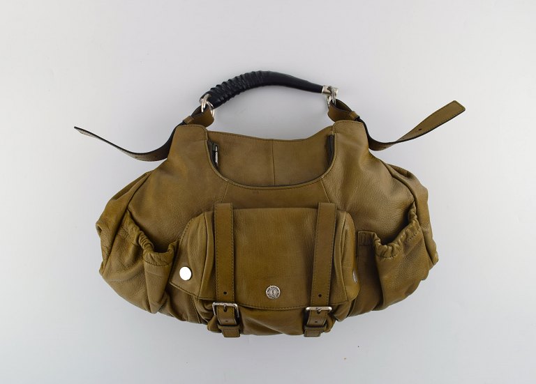 Vintage YSL YVES SAINT LAURENT RIVE GAUCHE Olivenbrun Læder Håndtaske. 
1960/70´erne. 100% Ægte.