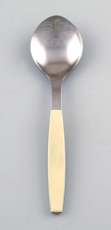 2 pcs. Dessert spoon. Henning Koppel strata cutlery made of stainless steel and 
white plastic.
