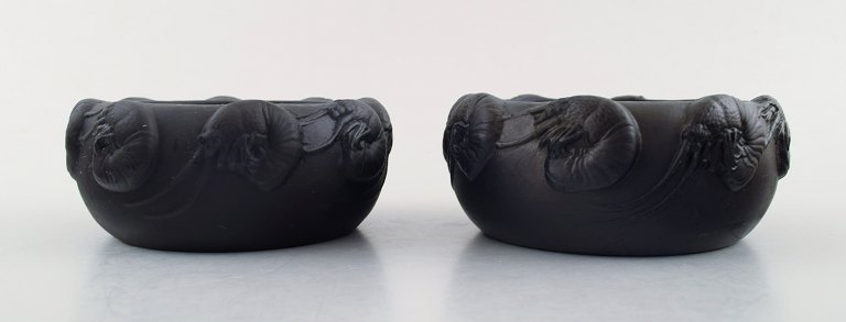 A beautiful pair of Hjorth art nouveau terracotta bowls.
