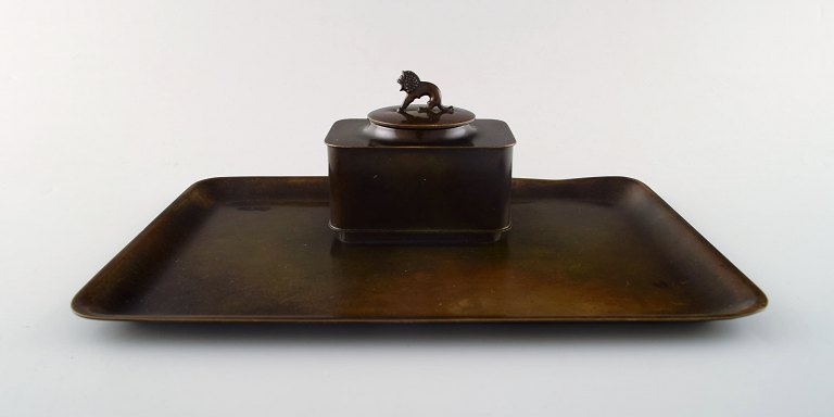 Just Andersen writing kit/inkwell in alloy bronze.

