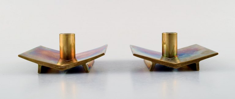 Pair of sculptural candle holders designed by Pierre Forsell for Skultuna 
(Sweden) in the 1950