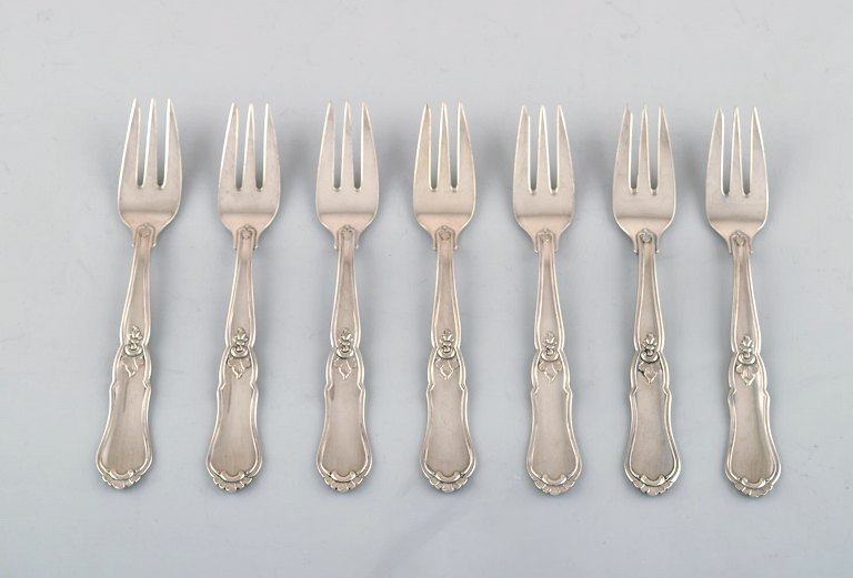 Danish silver (830). Seven pastry forks. ca. 1930.
