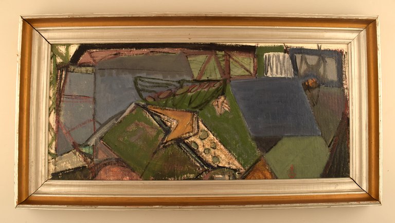 Ulf Wikström (born 1916, 1981), Swedish artist. Oil on board. Abstract 
composition. 1960