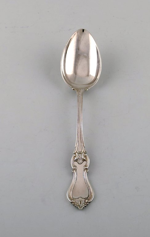 Hallbergs Guldsmeds Ab, Sweden. "Olga" dessert spoon in silver. Dated 1946. 
Three pieces in stock.
