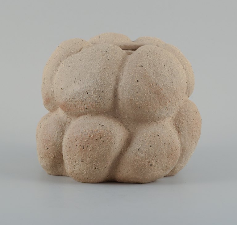Christina Muff, Danish contemporary ceramicist (b. 1971). Unique stoneware vase. Unglazed, with specks the vessel is organically shaped.