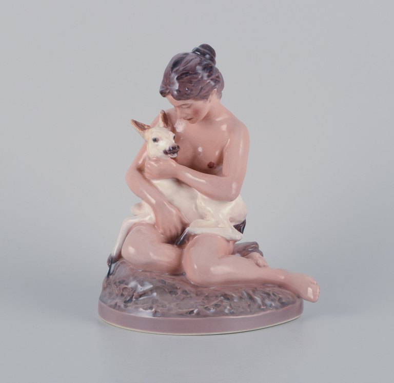 Dahl Jensen porcelain figurine, girl with fawn.
