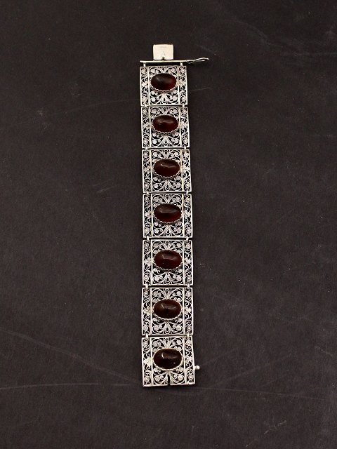 Sterling silver filigree bracelet with amber