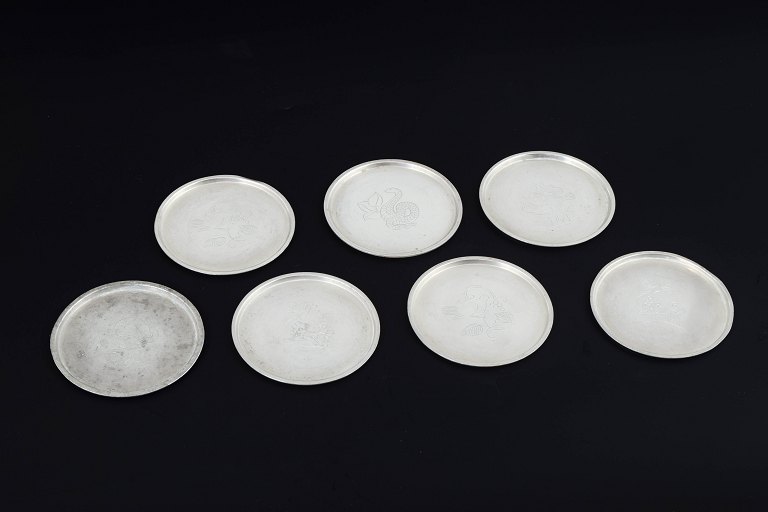 Just Andersen, Denmark
Set of seven pewter bottle coasters.