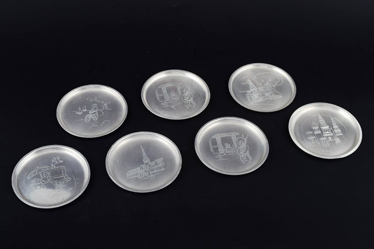 Just Andersen, Denmark.
Set of seven pewter bottle coasters.