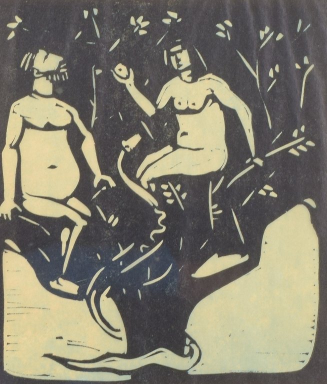 Åke HolmTræsnit med bibelsk motiv.