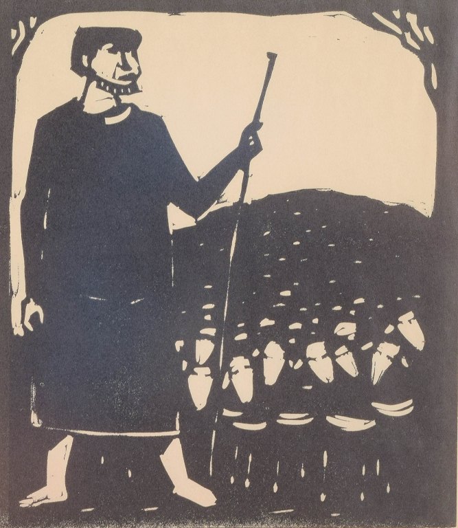 Åke HolmTræsnit med bibelsk motiv.