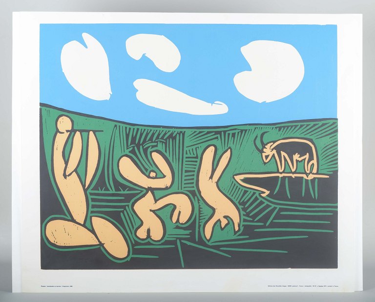 Pablo Picasso“Bacchanale au taureau”.Linoliumstryk, 1960.