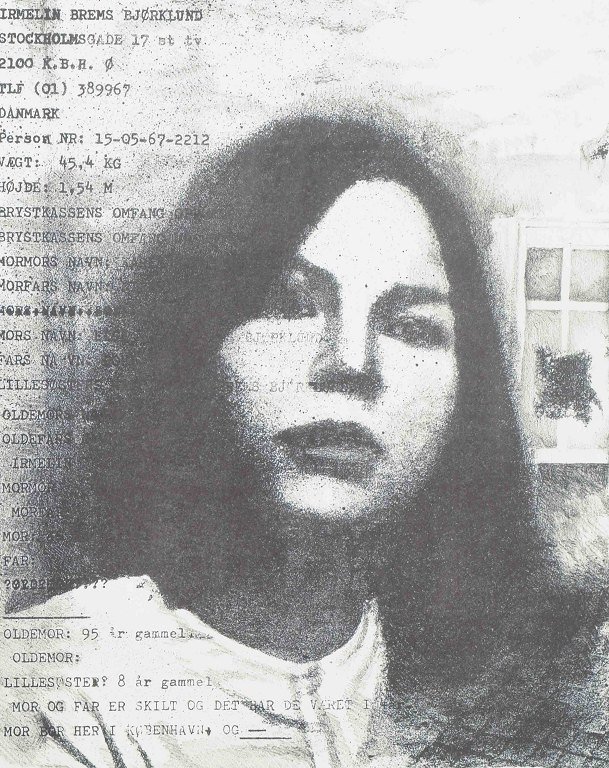 Bodil Brems (f. 1943)Portræt (1983).Litografi.